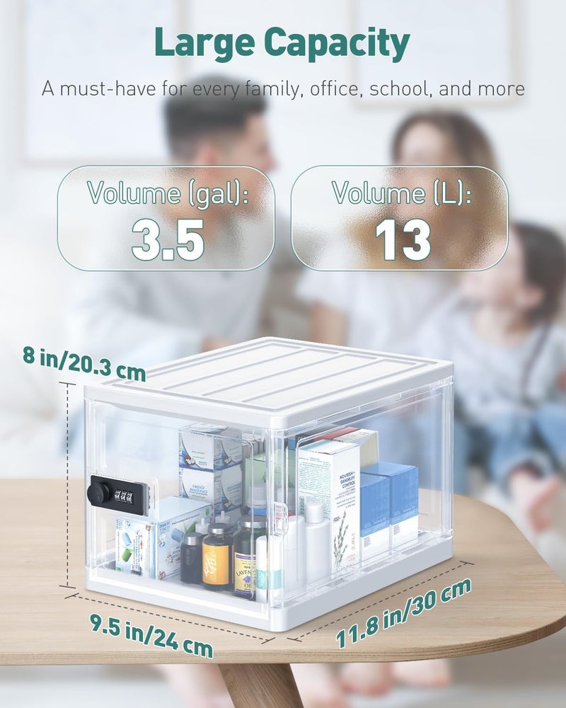 Uniclife Medicine Lock Box with Combination Lock 13 L Large Locking Medication Box Lockable Storage Box for Personal Items Phones Food & Snacks Stackable Fridge Lock Box for Home Office and School - Image 2